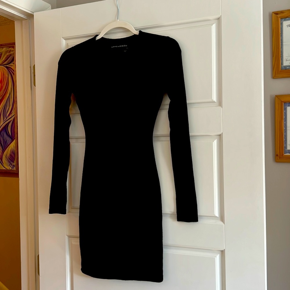 Naked Wardrobe Black Small Long Sleeve Mini Dress